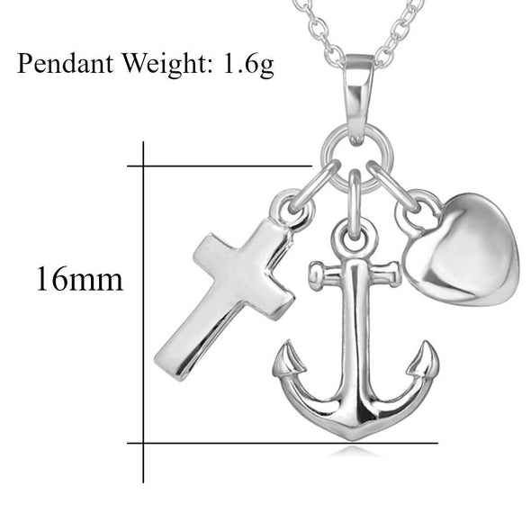 Sterling Silver Faith,Hope, Charity (Love) Pendant Necklace With 18" Chain and Jewellery Gift Box