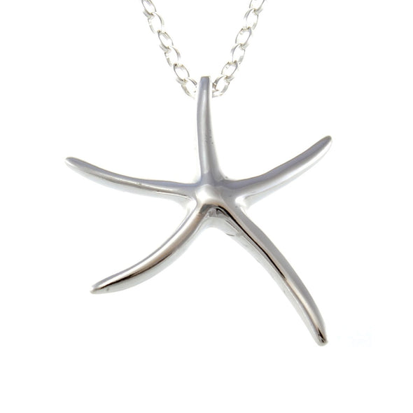 Sterling Silver Starfish Pendant Necklace With 18" Chain