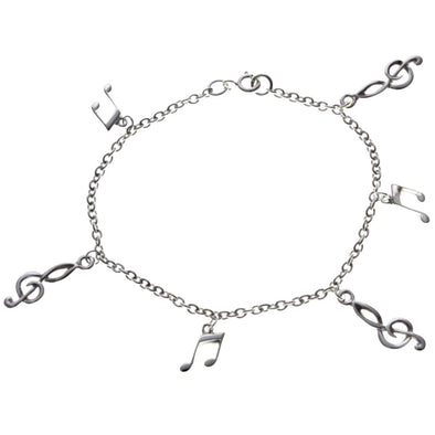 Sterling Silver Treble Clefs & Semi Quaver Bracelet and Jewellery Gift Box