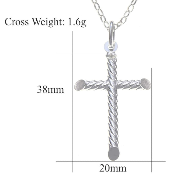 Concentric Sterling Silver Cross Pendant Necklace With 18" Chain & Jewellery Gift Box