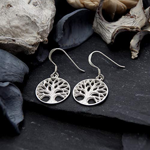 Sterling Silver Tree of Life drop earrings with jewellery gift box