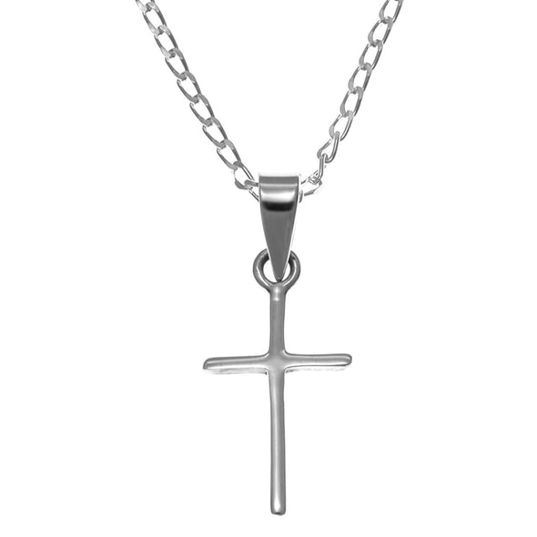 Small Sterling Silver Cross Pendant Necklace with 16" Chain