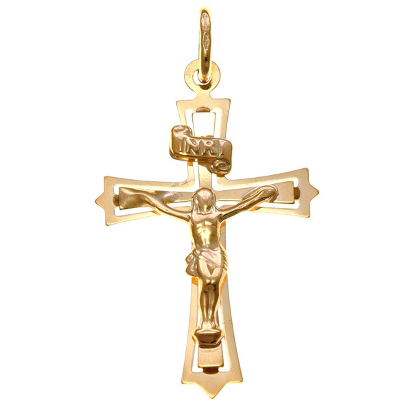9ct Gold Serif Crucifix Cross With Jewellery Gift Box