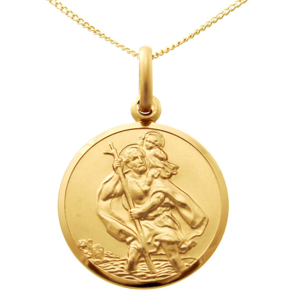 9ct Gold St Christopher Pendant Necklace with 18" Chain - Includes Jewellery Presentation Box