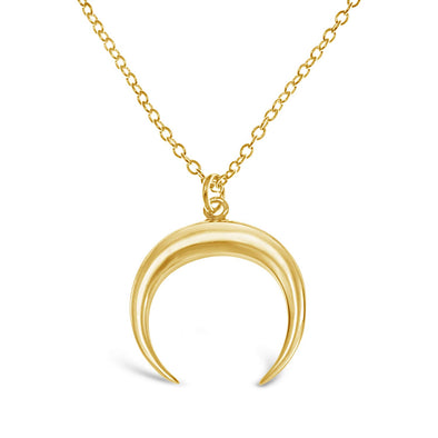 Yellow Gold Plated Sterling Silver Horn Pendant Necklace with adjustable chain jewellery gift box