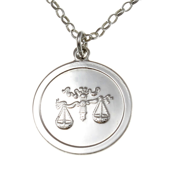 Sterling Silver Libra (The Scales) Pendant Necklace & 18" Chain