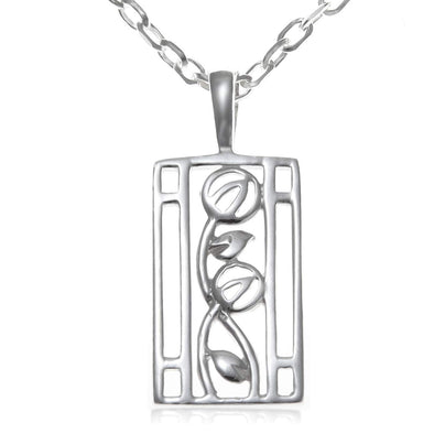 Sterling Silver Charles Rennie Mackintosh Pendant Necklace With 18" Chain