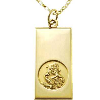 9ct Gold St Christopher Pendant Medal - 14mm - with 18" Chain