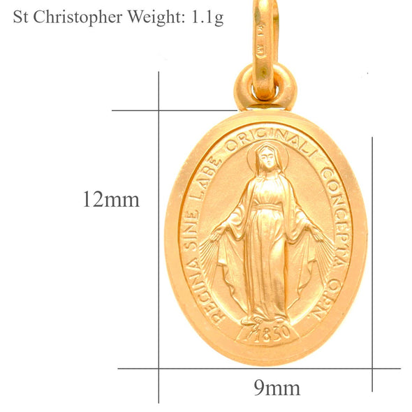 9ct Gold Miraculous Medal Pendant 12mm Necklace with 18" gold chain - Holy Communion Christening Gift