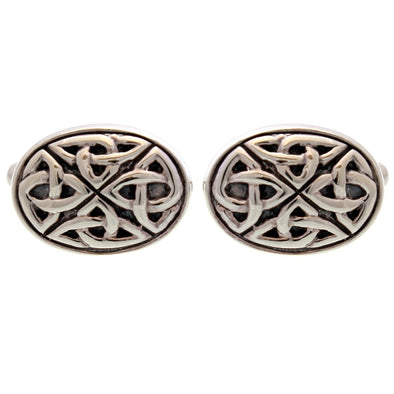 Sterling Silver Oval Celtic Cufflinks With Gift Box