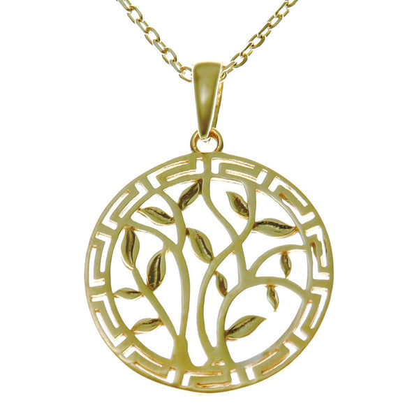Gold Plated Sterling Silver Tree of Life Pendant Necklace with adjustable 16" to 18" chain and jewellery gift box