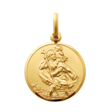 9ct Gold St Christopher Pendant Medal - 16mm - 2.6g - Includes Jewellery presentation box