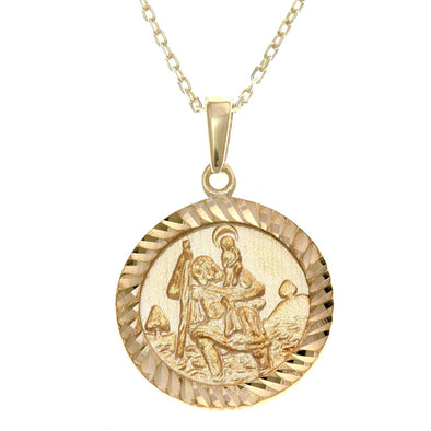 Gold Plated Sterling Silver St Christopher Pendant Necklace with adjustable 16"-18" chain and Jewellery Gift Box