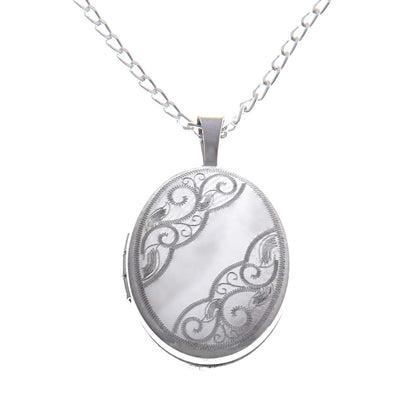 Small Sterling Silver Oval Locket Pendant With 18" Chain & Jewellery Gift Box