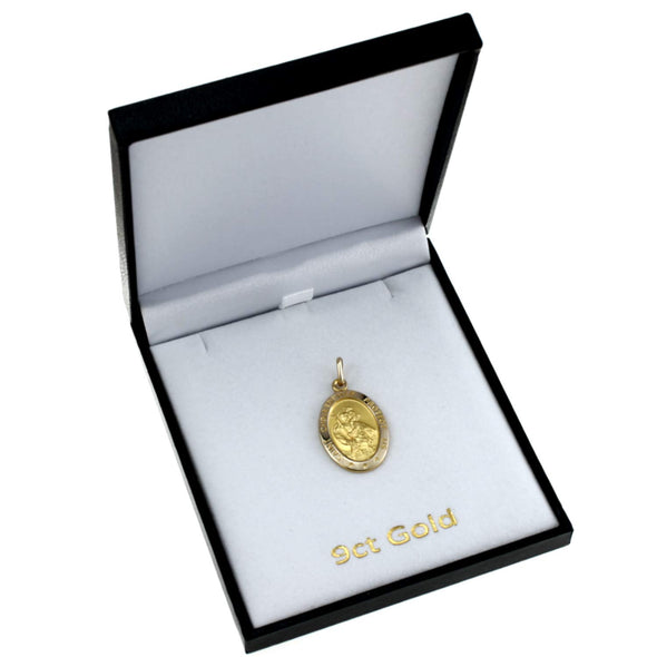 Alexander Castle 9ct Gold St Christopher Pendant Medal - 2.9g - Includes Jewellery presentation box
