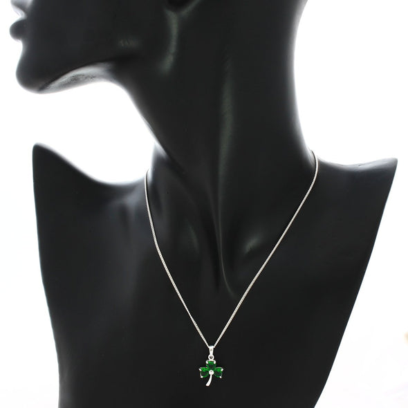 Sterling Silver Shamrock Irish Celtic Necklace and Earring Gift Set with Jewellery Gift Box