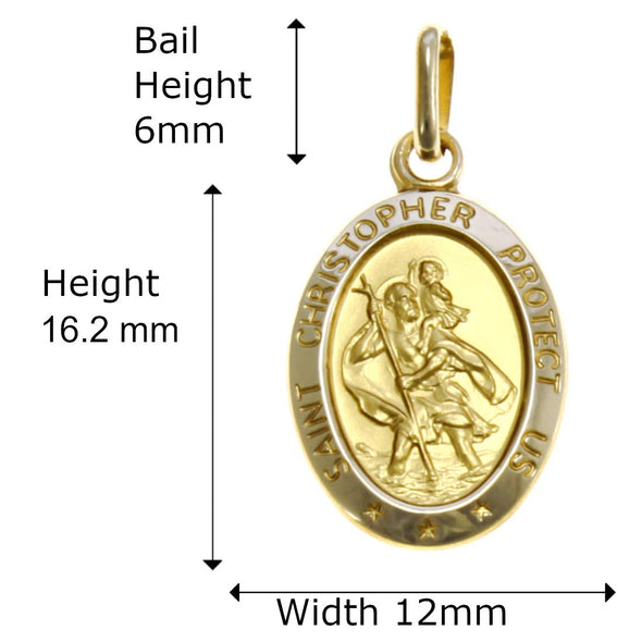 Alexander Castle 9ct Gold St Christopher Pendant Medal - 1.6g with Jewellery presentation box - 'SAINT CHRISTOPHER PROTECT US' is embossed around the pendant