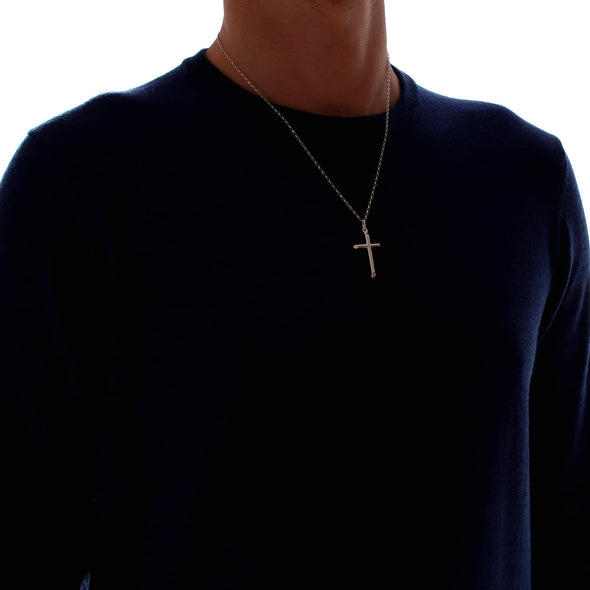 Sterling Silver Plain Cross Pendant Necklace with 20" Chain & Gift Box - Suitable for men or women