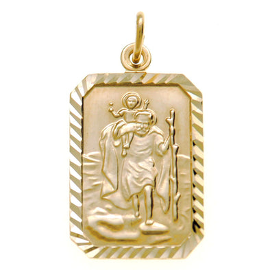 Mens 9ct Gold St Saint Christopher Pendant 3.3g & Jewellery Gift Box