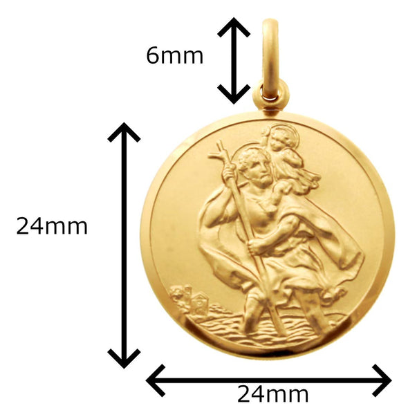 9ct Gold St Christopher Pendant Medal - 24mm - 7.5g - Includes Jewellery presentation box