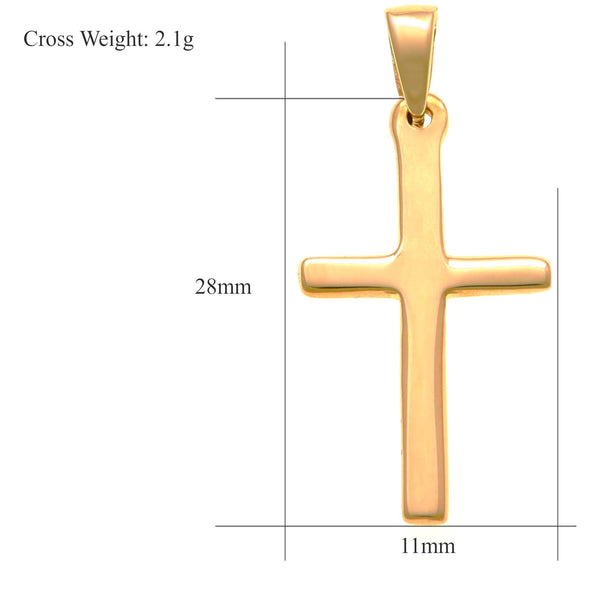 9ct Gold Cross Pendant Necklace With 18" Gold Chain & Jewellery Presentation Box