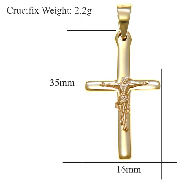 9ct Gold Crucifix Cross Pendant with 18" Chain Necklace and Jewellery Gift Box -Suitable for men or women