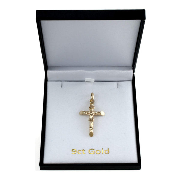 Alexander Castle 9ct Gold Crucifix Cross Pendant With Jewellery Gift Box - Suitable for men or women