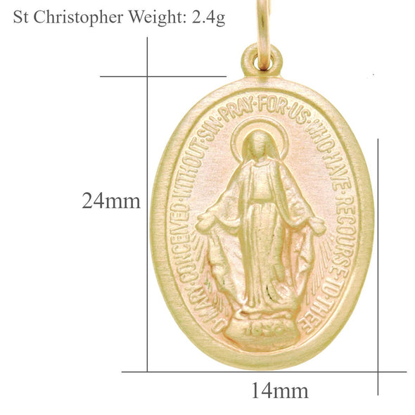 9ct Gold Miraculous Medal Madonna Pendant - 24mm - This item comes in a jewellery presentation box