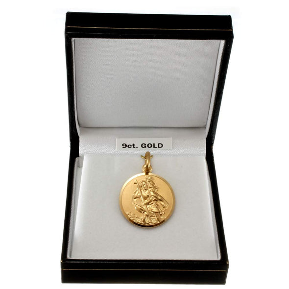 9ct Gold St Christopher Pendant Medal - 22mm - 5.4g - Includes Jewellery presentation box