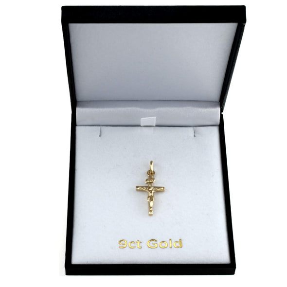 Alexander Castle Small 9ct Gold Crucifix Cross Pendant With Jewellery Gift Box