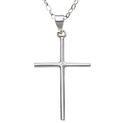 Sterling Silver Cross Pendant Necklace With 18" Chain and Jewellery Gift Box