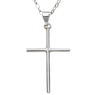 925 Sterling Silver Cross Necklace for Women - Silver Cross Necklace Pendant with 18" Sterling Silver Chain & Jewellery Gift Box - 30mm x 20mm