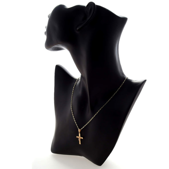 9ct Gold Crucifix Cross Pendant with 18" Necklace & Jewellery Gift Box