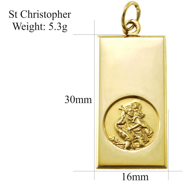 9ct Gold St Christopher Pendant Medal - 14mm - with 18" Chain