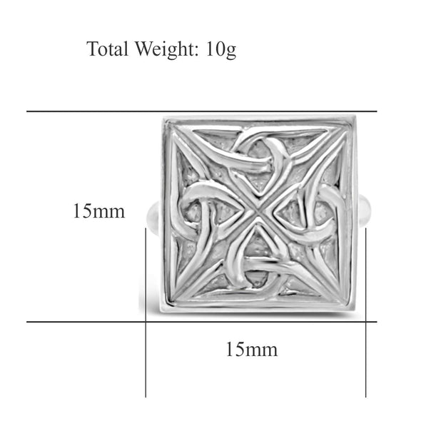 Sterling Silver Celtic Square Cufflinks with Presentation Gift Box. Great gift for a man on a birthday or Christmas
