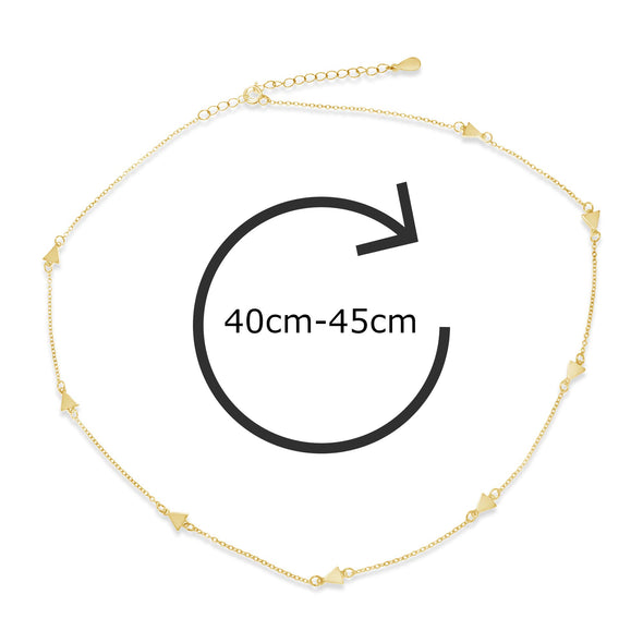 Gold plated sterling silver triangle bobbles stacking necklace with adjustable fastening and jewellery gift box