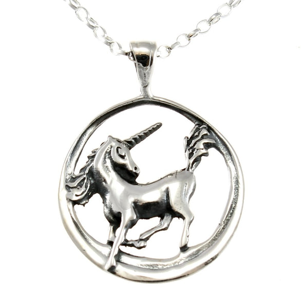 Sterling Silver Unicorn Pendant with 18" Chain