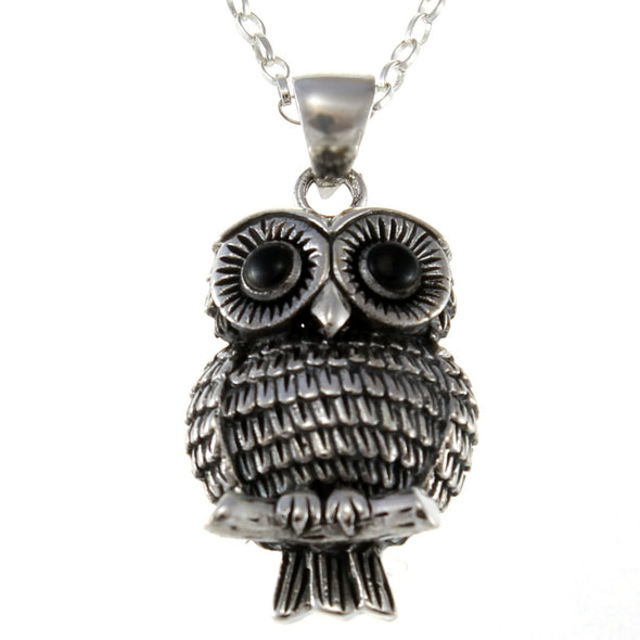 Sterling Silver Owl Pendant Necklace With 18" Chain