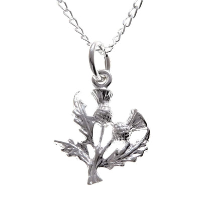 Sterling Silver Thistle Pendant - Scottish Necklace with 18" Chain