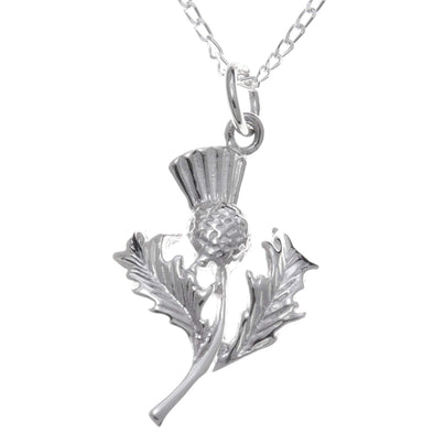 Sterling Silver Thistle Pendant necklace - Scottish Necklace with 18" Chain and jewellery gift box