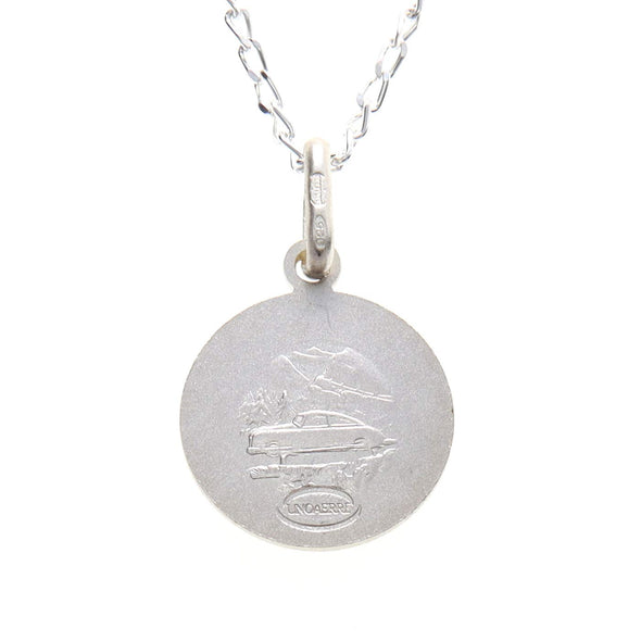 Children's Small Reversible Sterling Silver St Christopher Necklace Pendant with 16" Chain & Jewellery Gift Box - Ideal gift for Christening or Holy Communion