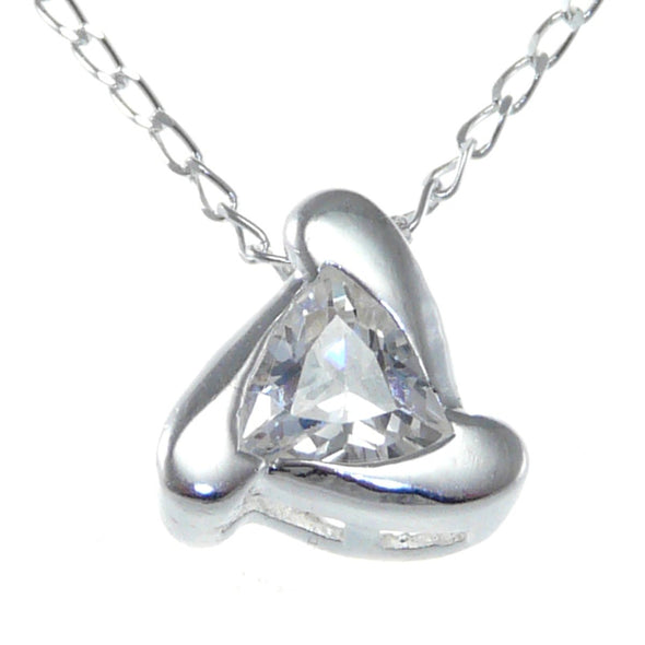 Sterling Silver CZ Gemstone Pendant Necklace With 18" Chain