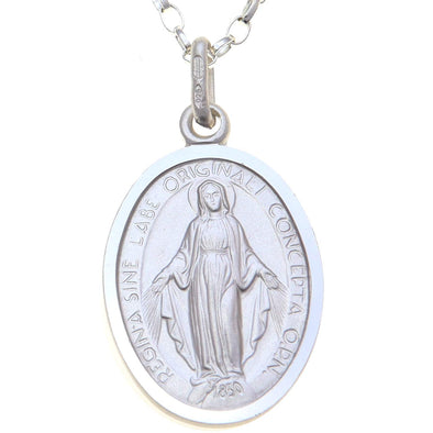 Sterling Silver Miraculous Medal Necklace (20mm) with 18" Chain & Jewellery Gift Box