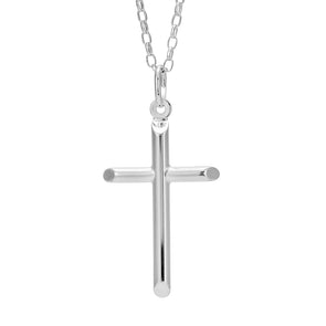 Sterling Silver Cross Necklace for Women & Men - Silver Cross Necklace Pendant with 20" Sterling Silver Chain & Jewellery Gift Box - 35mm x 20mm
