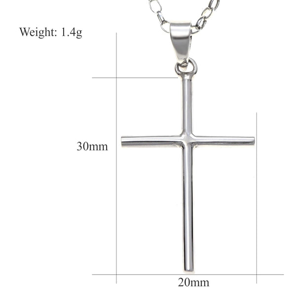 Sterling Silver Cross Pendant Necklace With 18" Chain and Jewellery Gift Box