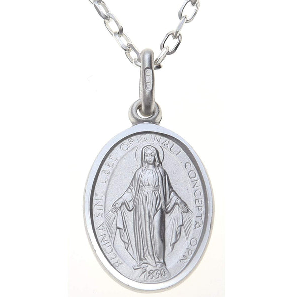 Alexander Castle Sterling Silver Miraculous Medal Necklace (16mm) with 18" Chain & Jewellery Gift Box