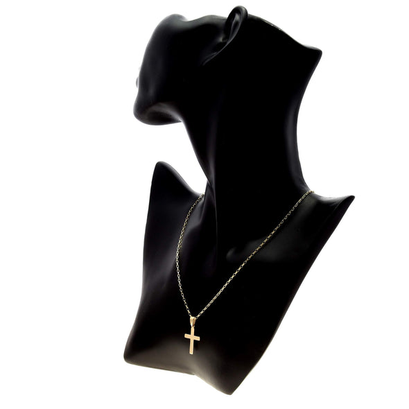 9ct Gold Cross Pendant Necklace With 18" Gold Chain & Jewellery Gift Box