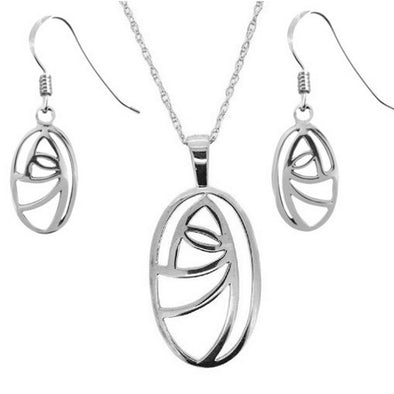 Sterling Silver Charles Rennie Mackintosh Pendant & Earring Gift Set