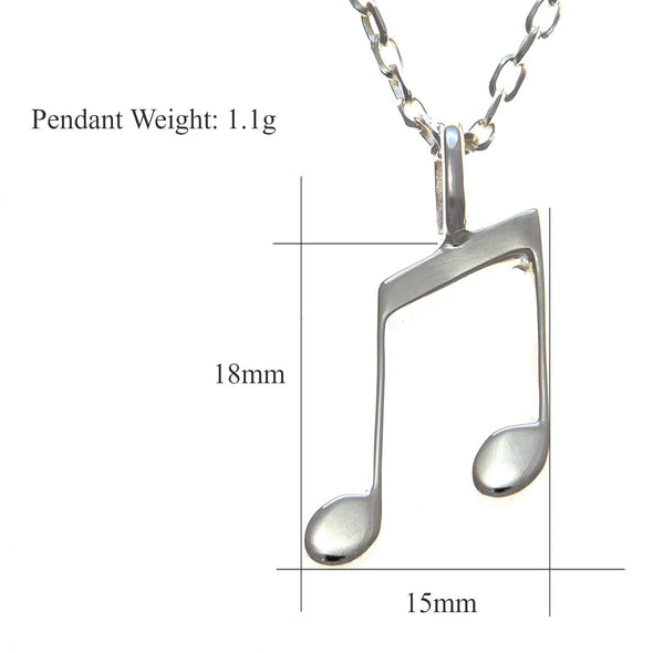 Sterling Silver Semi Quaver Pendant Necklace with 18" Chain and Jewellery Gift Box