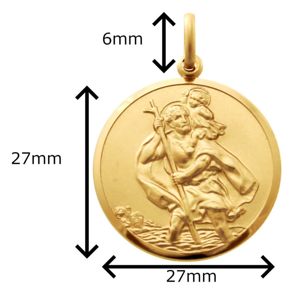 Heavy 9ct Gold St Christopher Pendant Medal - 27mm - 8.5g - Includes Jewellery presentation box. Great gift for a man.